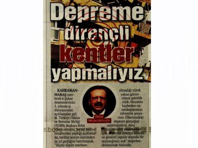 DEPREME DİRENÇLİ KENTLER YAPMALIYIZ (NEFES GAZETESİ, 07.02.2026)